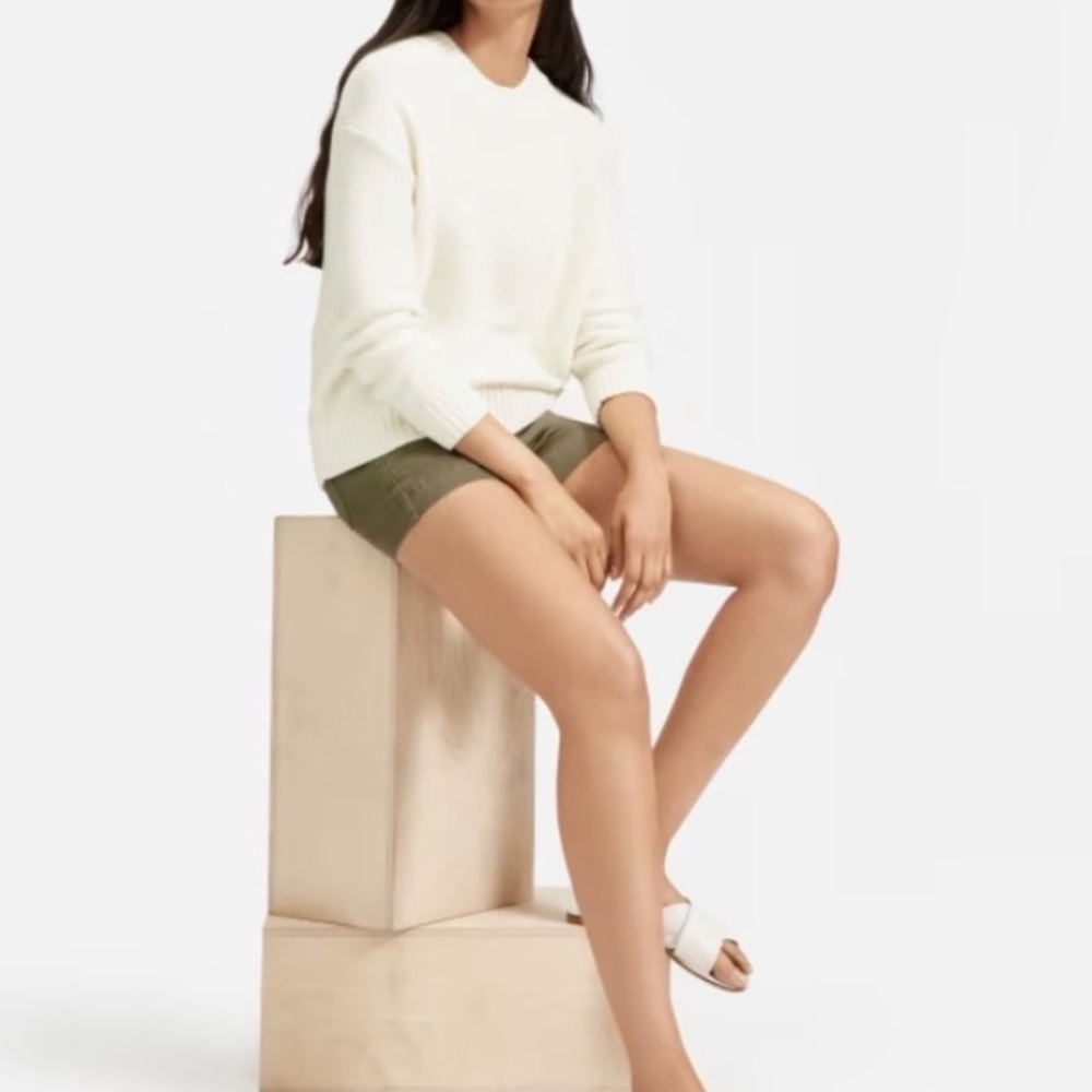Everlane cream cotton crewneck sweater in XXS